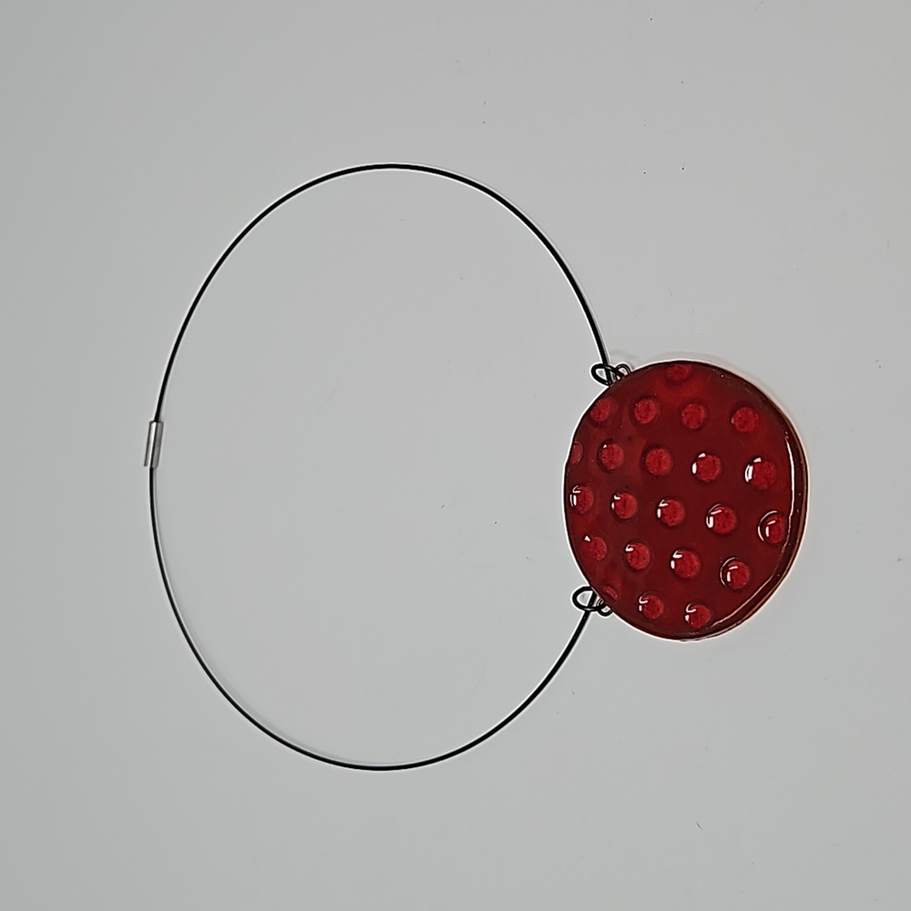 Glazed Terra Cotta Circle Pendant Necklace - Picture 4 of 8